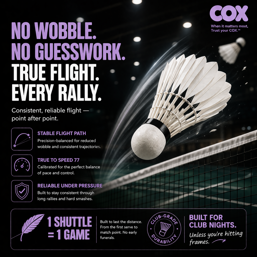 Feather badminton shuttlecocks for club night. Suitable for intermediate and advanced players. 