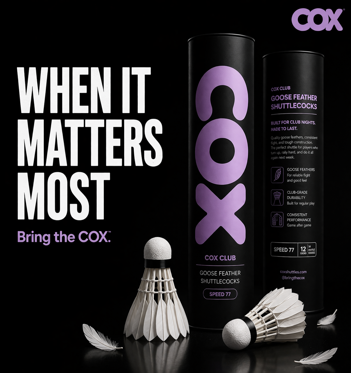 COX Club - Goose Feather Shuttles (12 Pack)